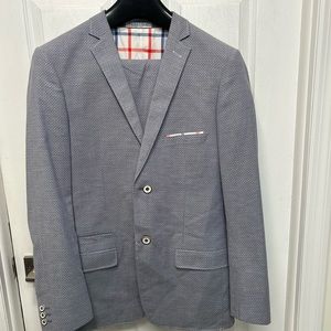 Light Blue Paisley & Gray Slim Fit Suit